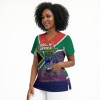 South Africa Heritage Day Scrub Top Celebrating Roots Flag Map Sunset Savanna
