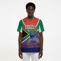 South Africa Heritage Day Scrub Top Celebrating Roots Flag Map Sunset Savanna