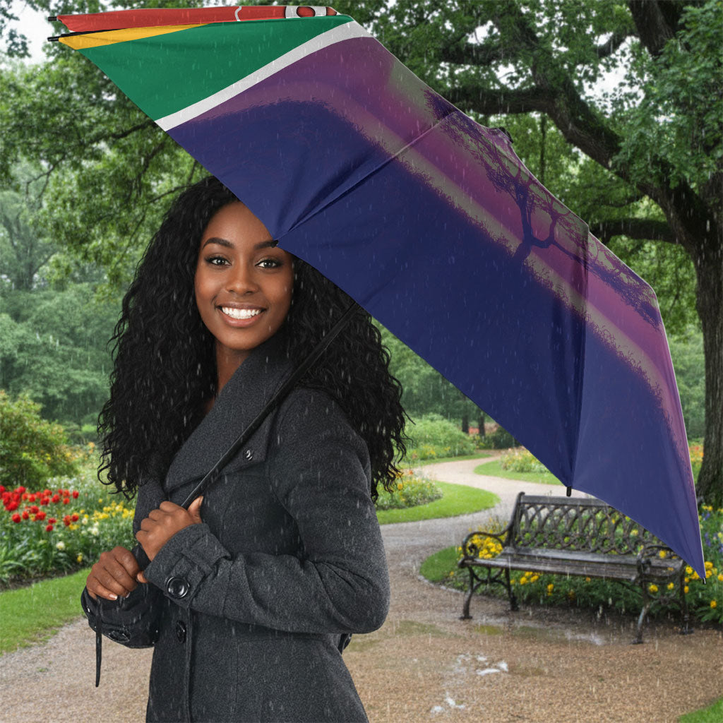 South Africa Heritage Day Umbrella Celebrating Roots Flag Map Sunset Savanna