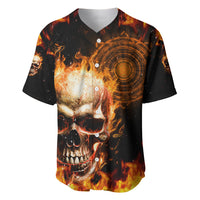 Magic Fire Skull Baseball Jersey I Can't Go To Hell The Devil Still Has A Rest Training Oder Against Me - Wonder Print Shop