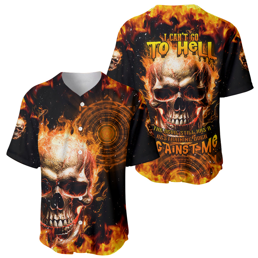 Magic Fire Skull Baseball Jersey I Can't Go To Hell The Devil Still Has A Rest Training Oder Against Me - Wonder Print Shop