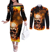 magic-fire-skull-couples-matching-off-the-shoulder-long-sleeve-dress-and-long-sleeve-button-shirts-i-cant-go-to-hell-the-devil-still-has-a-rest-training-oder-against-me