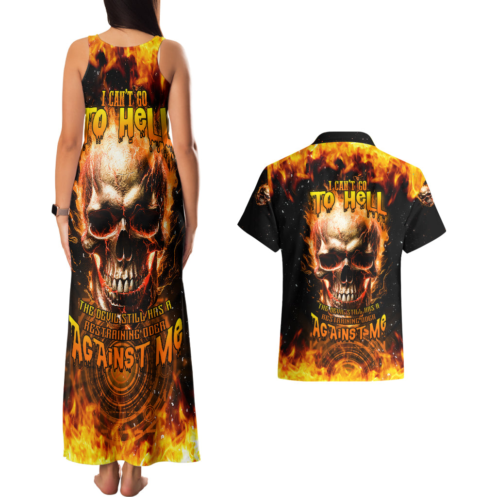 Magic Fire Skull Couples Matching Tank Maxi Dress and Hawaiian Shirt I Can't Go To Hell The Devil Still Has A Rest Training Oder Against Me - Wonder Print Shop