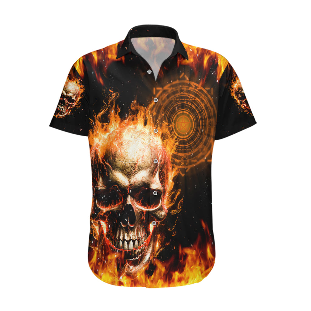 Magic Fire Skull Hawaiian Shirt I Can't Go To Hell The Devil Still Has A Rest Training Oder Against Me - Wonder Print Shop
