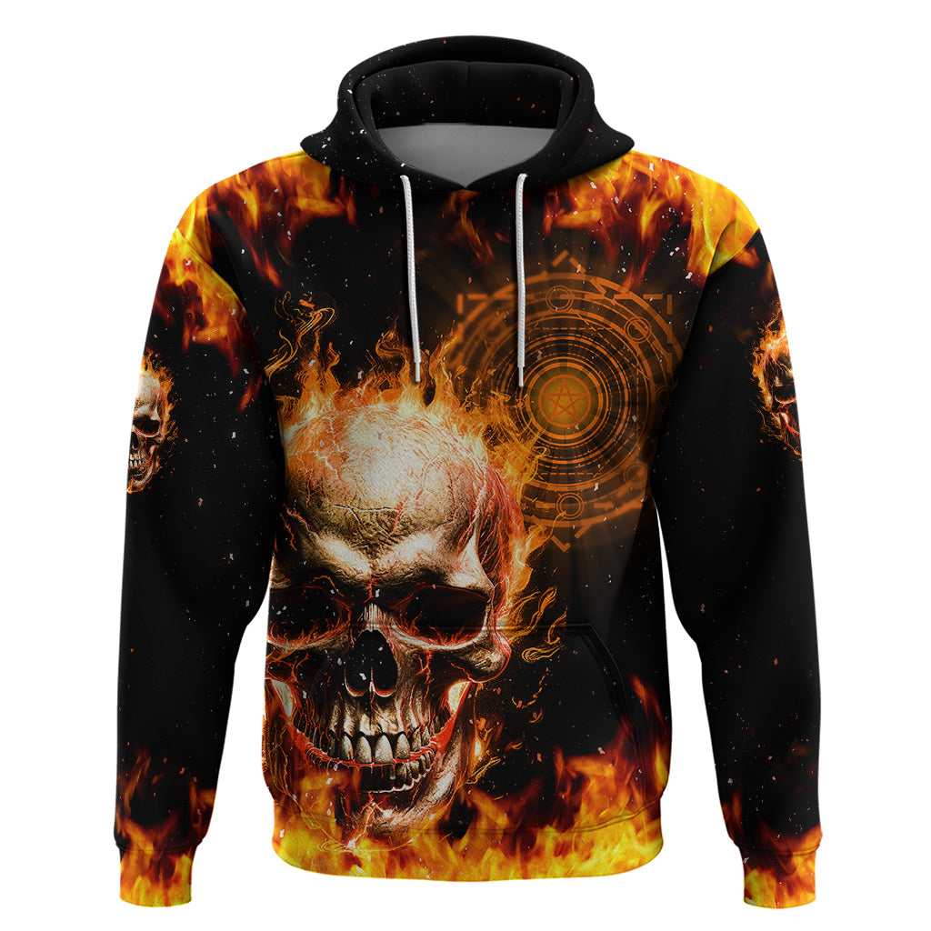 Magic Fire Skull Hoodie I Can't Go To Hell The Devil Still Has A Rest Training Oder Against Me - Wonder Print Shop