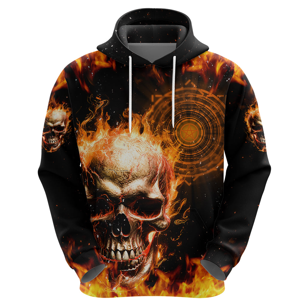 Magic Fire Skull Hoodie I Can't Go To Hell The Devil Still Has A Rest Training Oder Against Me - Wonder Print Shop