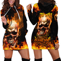 Magic Fire Skull Hoodie Dress I Can't Go To Hell The Devil Still Has A Rest Training Oder Against Me - Wonder Print Shop