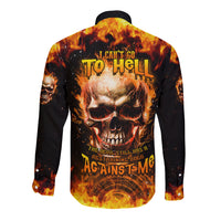Magic Fire Skull Long Sleeve Button Shirt I Can't Go To Hell The Devil Still Has A Rest Training Oder Against Me - Wonder Print Shop