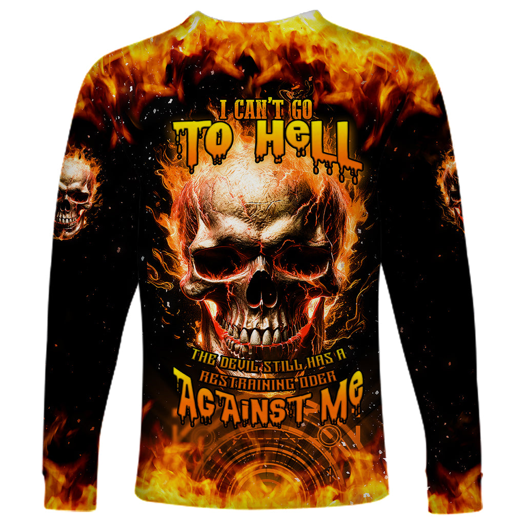 Magic Fire Skull Long Sleeve Shirt I Can't Go To Hell The Devil Still Has A Rest Training Oder Against Me - Wonder Print Shop