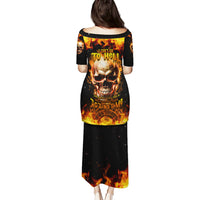 Magic Fire Skull Puletasi I Can't Go To Hell The Devil Still Has A Rest Training Oder Against Me - Wonder Print Shop