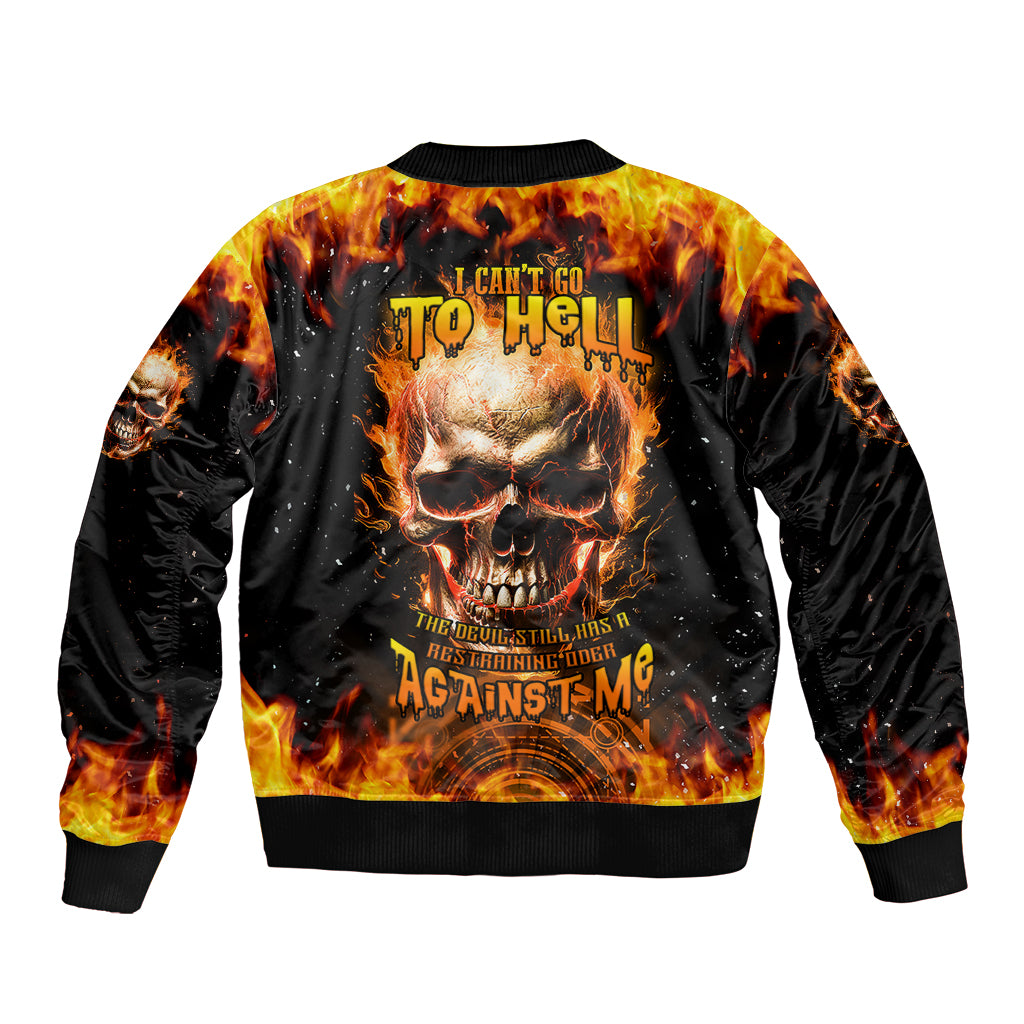 Magic Fire Skull Sleeve Zip Bomber Jacket I Can't Go To Hell The Devil Still Has A Rest Training Oder Against Me - Wonder Print Shop