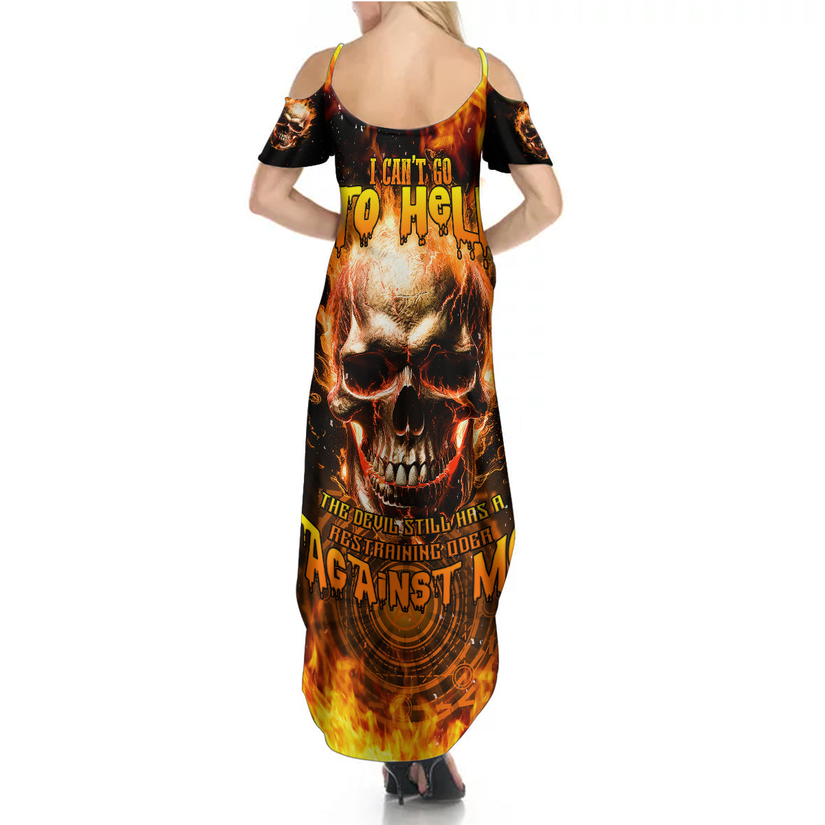 Magic Fire Skull Summer Maxi Dress I Can't Go To Hell The Devil Still Has A Rest Training Oder Against Me - Wonder Print Shop