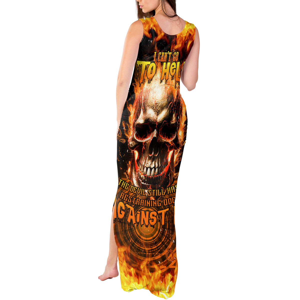 Magic Fire Skull Tank Maxi Dress I Can't Go To Hell The Devil Still Has A Rest Training Oder Against Me - Wonder Print Shop