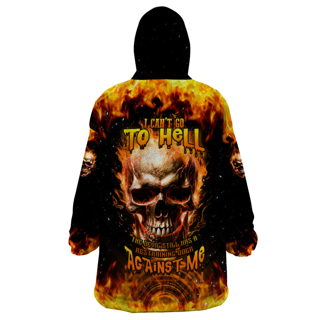Magic Fire Skull Wearable Blanket Hoodie I Can't Go To Hell The Devil Still Has A Rest Training Oder Against Me - Wonder Print Shop