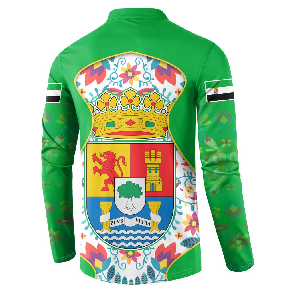 Extremadura Flag Button Sweatshirt Autonomous Community of Spain - Wonder Print Shop
