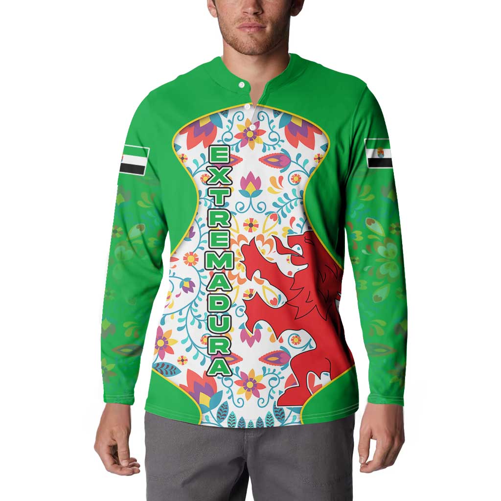 Extremadura Flag Button Sweatshirt Autonomous Community of Spain - Wonder Print Shop