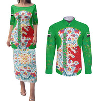 Extremadura Flag Couples Matching Puletasi and Long Sleeve Button Shirt Autonomous Community of Spain - Wonder Print Shop