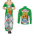 Extremadura Flag Couples Matching Summer Maxi Dress and Long Sleeve Button Shirt Autonomous Community of Spain - Wonder Print Shop