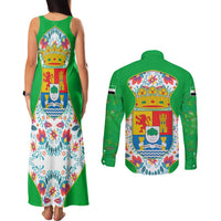 Extremadura Flag Couples Matching Tank Maxi Dress and Long Sleeve Button Shirt Autonomous Community of Spain - Wonder Print Shop