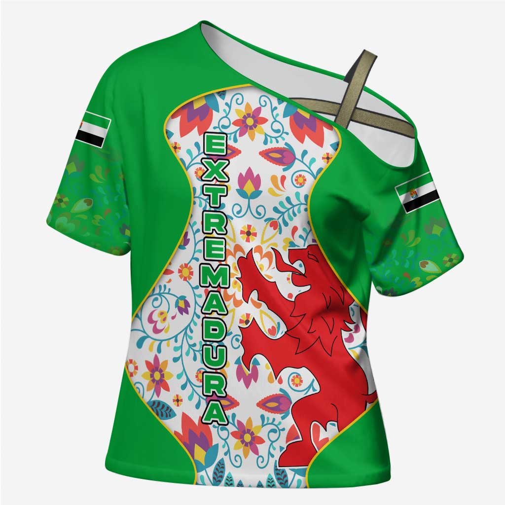Extremadura Flag Cross Shoulder Shirt Autonomous Community of Spain - Wonder Print Shop