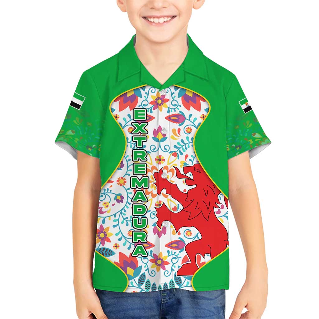 Extremadura Flag Family Matching Long Sleeve Bodycon Dress and Hawaiian Shirt Autonomous Community of Spain - Wonder Print Shop