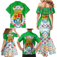 Extremadura Flag Family Matching Mermaid Dress and Hawaiian Shirt Autonomous Community of Spain - Wonder Print Shop