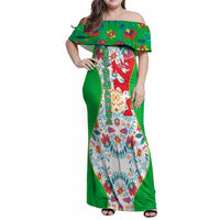 Extremadura Flag Family Matching Off Shoulder Maxi Dress and Hawaiian Shirt Autonomous Community of Spain - Wonder Print Shop