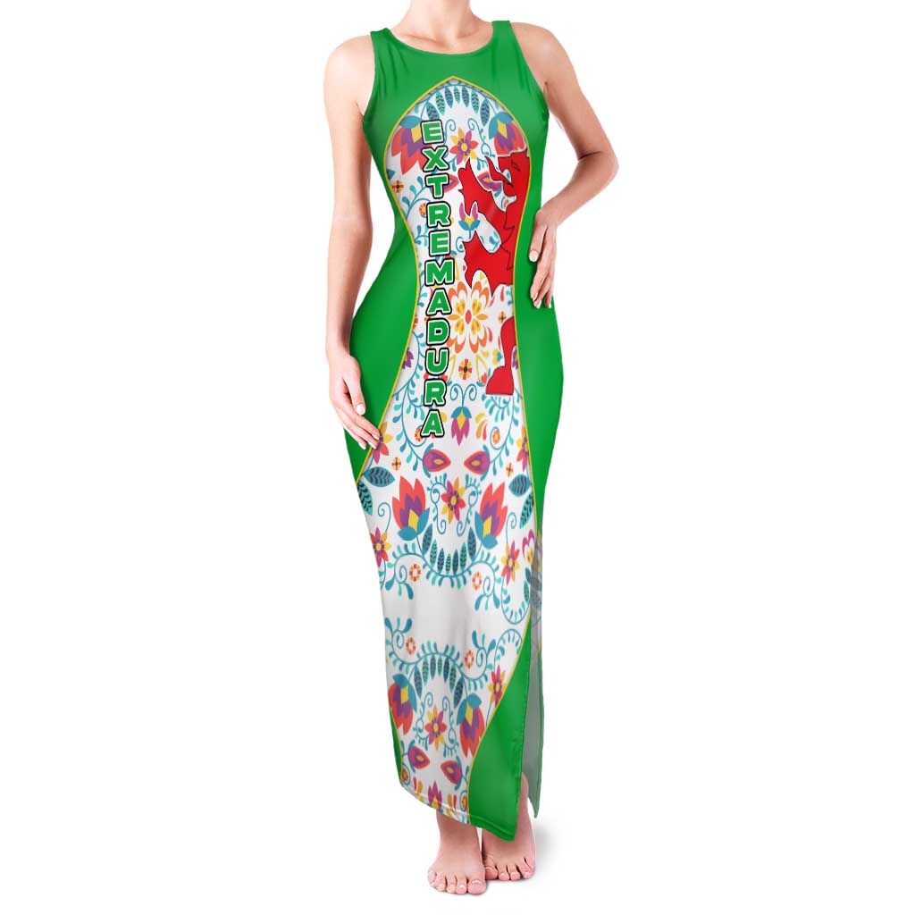 Extremadura Flag Family Matching Tank Maxi Dress and Hawaiian Shirt Autonomous Community of Spain - Wonder Print Shop