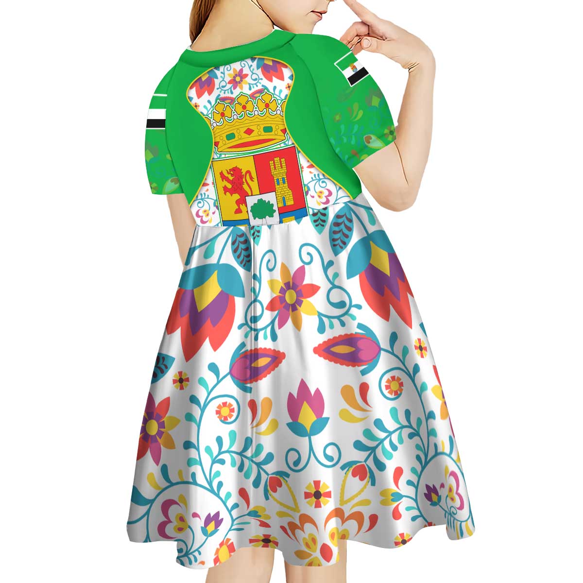 Extremadura Flag Kid Short Sleeve Dress Autonomous Community of Spain - Wonder Print Shop
