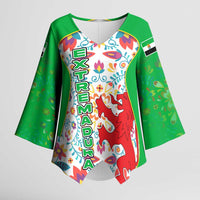 Extremadura Flag Kimono Sleeve Blouse Autonomous Community of Spain - Wonder Print Shop