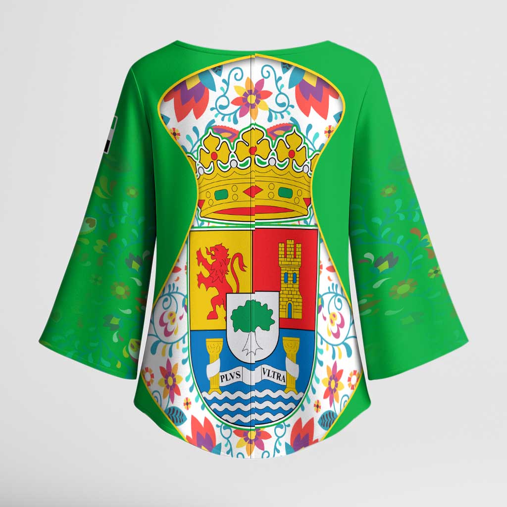 Extremadura Flag Kimono Sleeve Blouse Autonomous Community of Spain - Wonder Print Shop