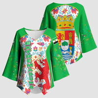 Extremadura Flag Kimono Sleeve Blouse Autonomous Community of Spain - Wonder Print Shop