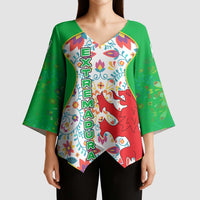 Extremadura Flag Kimono Sleeve Blouse Autonomous Community of Spain - Wonder Print Shop