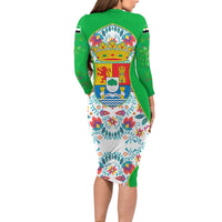 Extremadura Flag Long Sleeve Bodycon Dress Autonomous Community of Spain - Wonder Print Shop