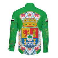 Extremadura Flag Long Sleeve Button Shirt Autonomous Community of Spain - Wonder Print Shop