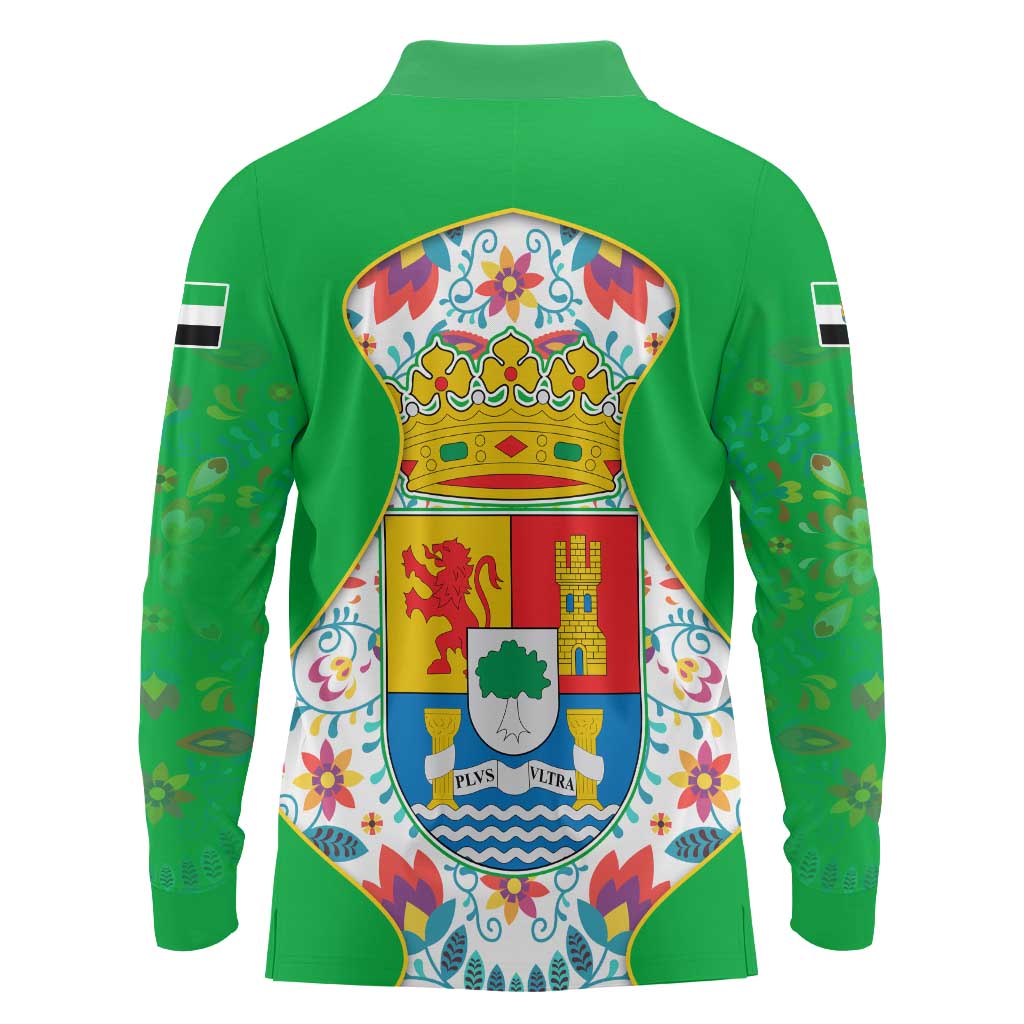Extremadura Flag Long Sleeve Polo Shirt Autonomous Community of Spain - Wonder Print Shop