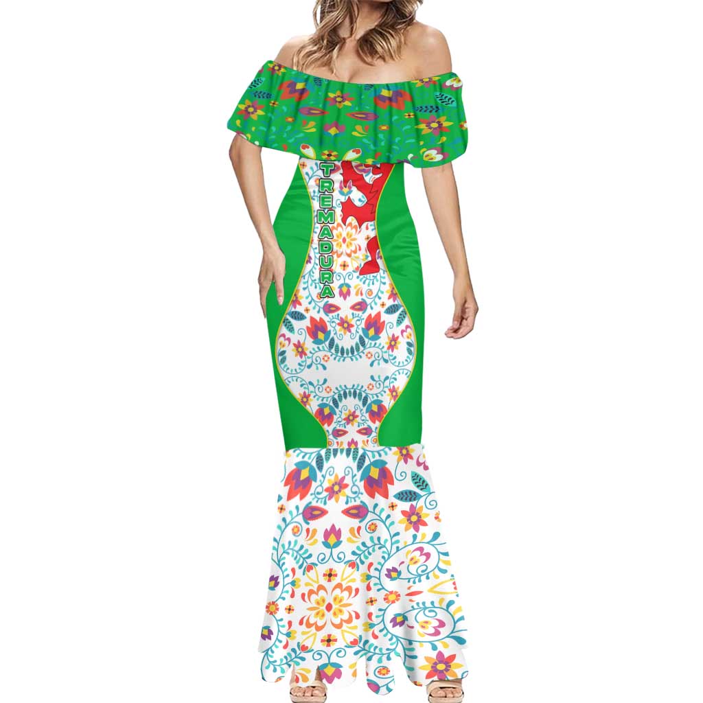 Extremadura Flag Mermaid Dress Autonomous Community of Spain - Wonder Print Shop