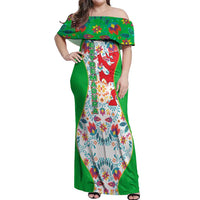 Extremadura Flag Off Shoulder Maxi Dress Autonomous Community of Spain - Wonder Print Shop