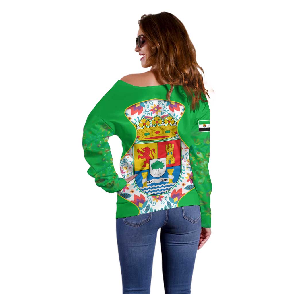 Extremadura Flag Off Shoulder Sweater Autonomous Community of Spain - Wonder Print Shop
