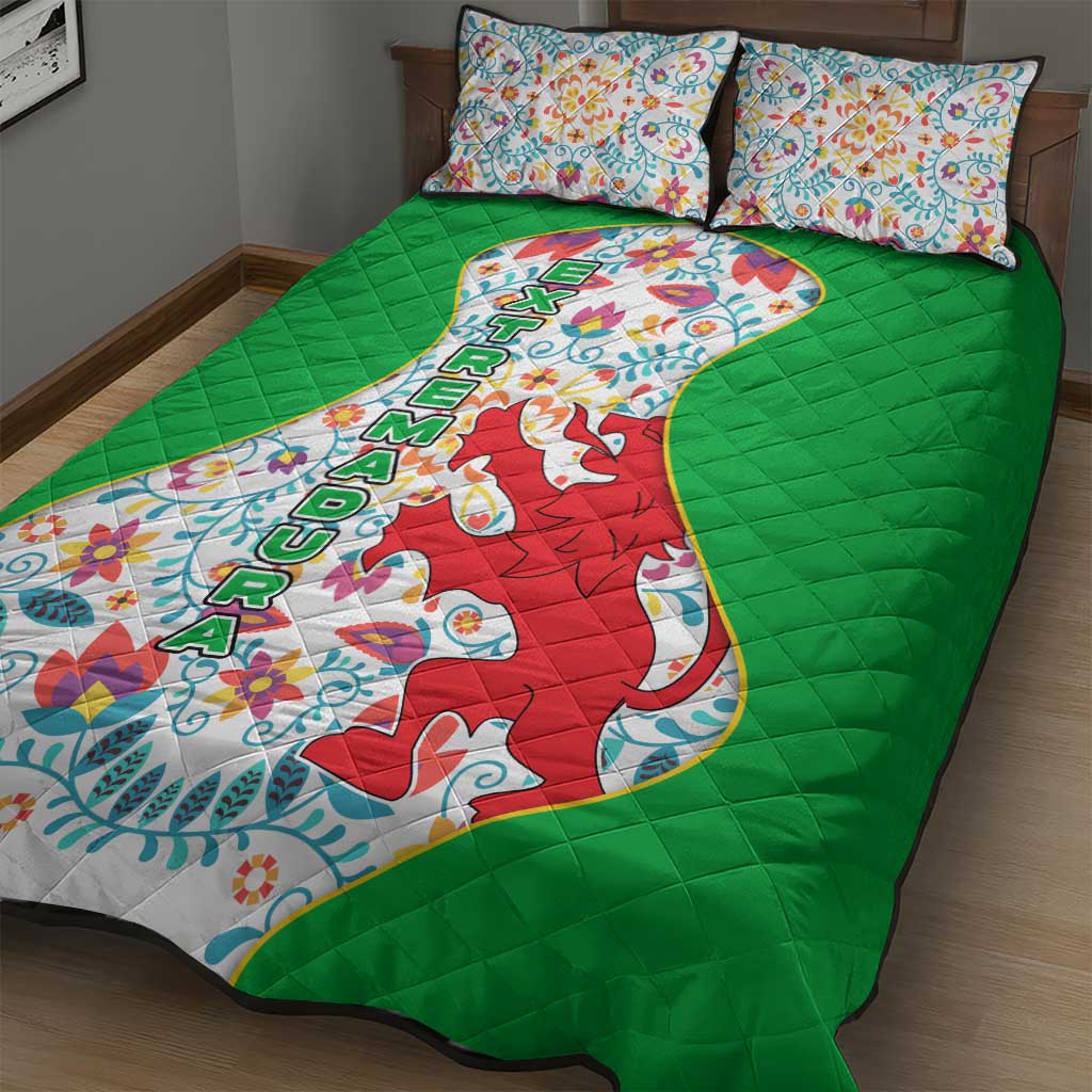 Extremadura Flag Quilt Bed Set Autonomous Community of Spain - Wonder Print Shop
