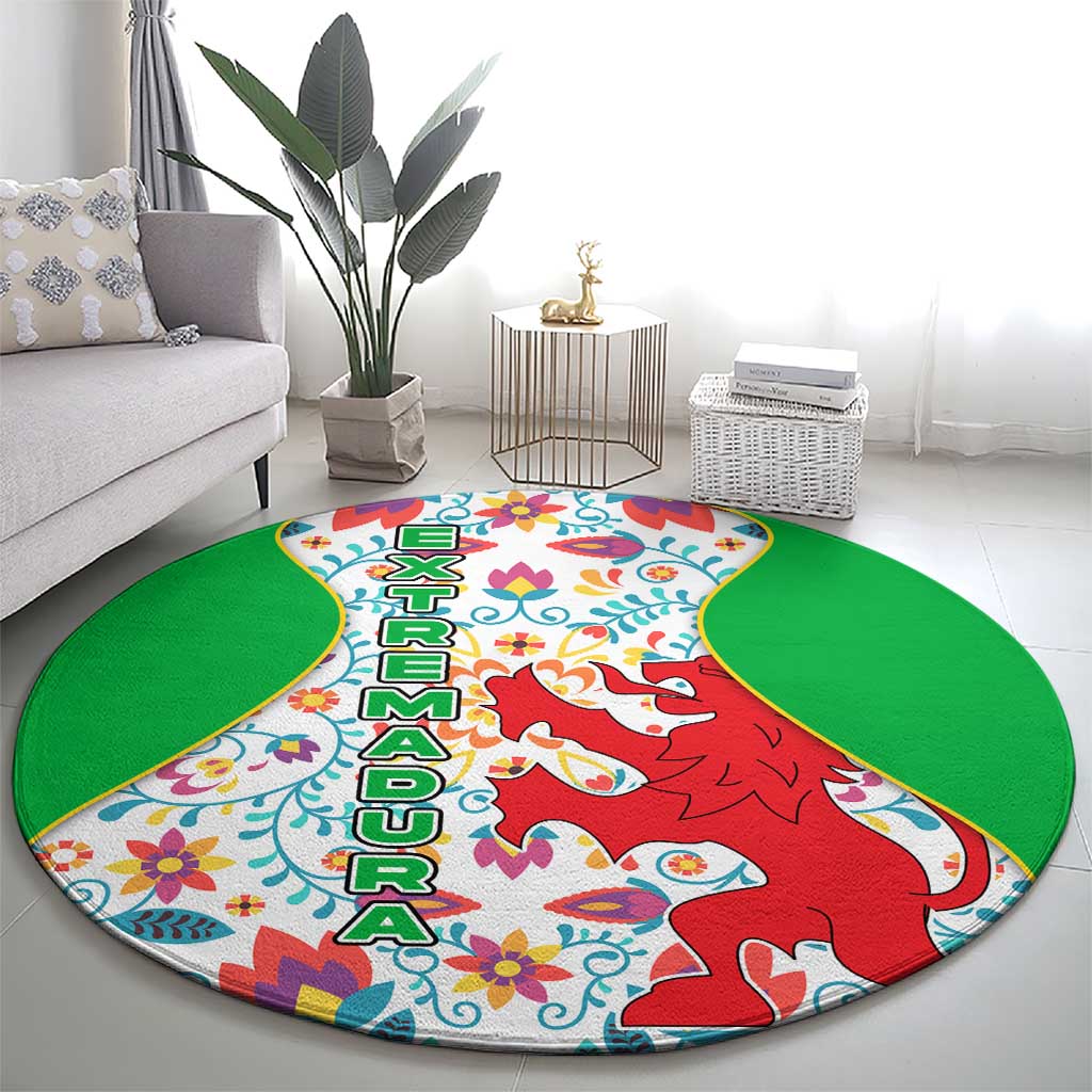 Extremadura Flag Round Carpet Autonomous Community of Spain - Wonder Print Shop
