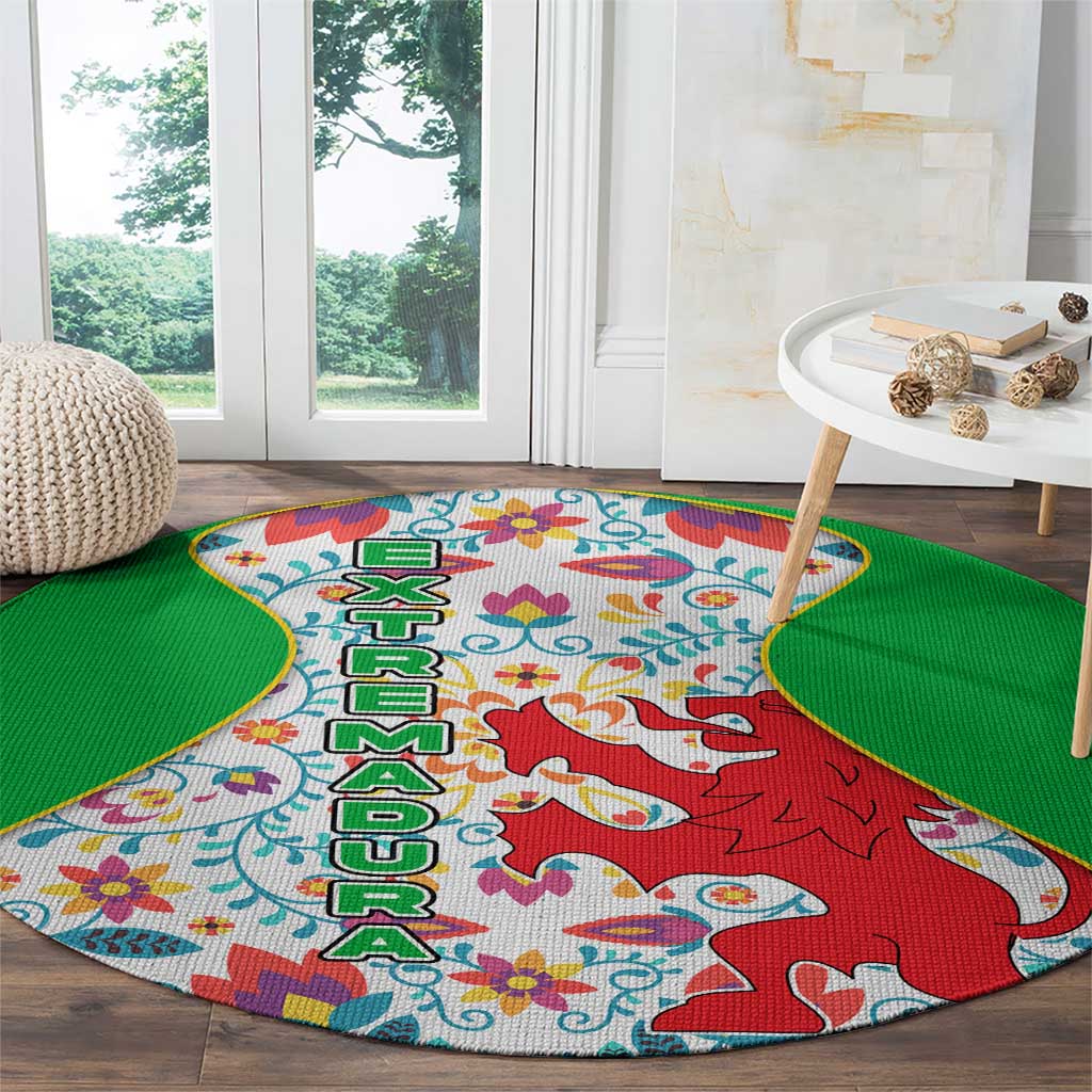 Extremadura Flag Round Carpet Autonomous Community of Spain - Wonder Print Shop