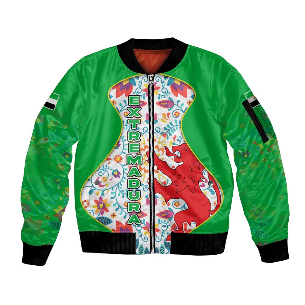 Extremadura Flag Sleeve Zip Bomber Jacket Autonomous Community of Spain - Wonder Print Shop