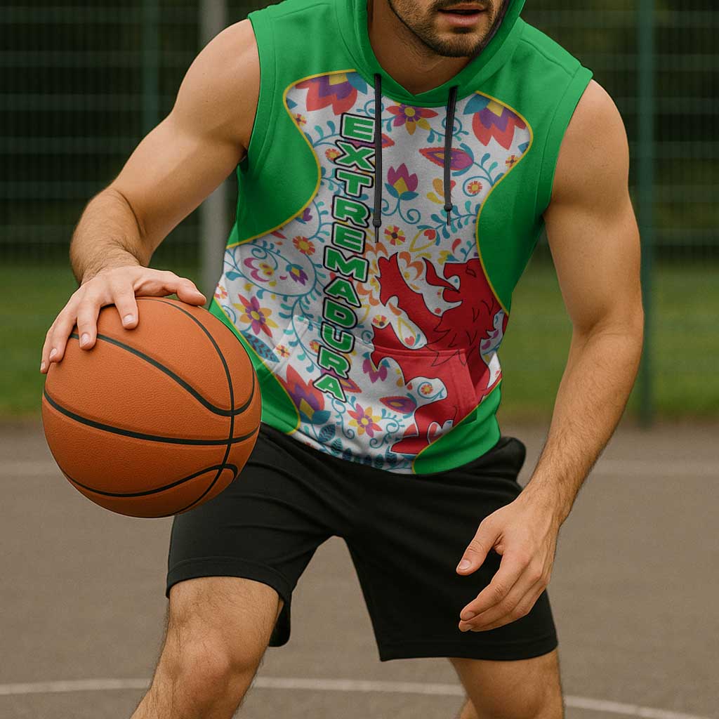 Extremadura Flag Sleeveless Hoodie Autonomous Community of Spain - Wonder Print Shop