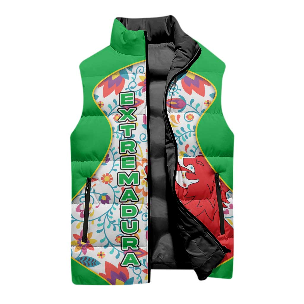 Extremadura Flag Sleeveless Puffer Jacket Autonomous Community of Spain - Wonder Print Shop