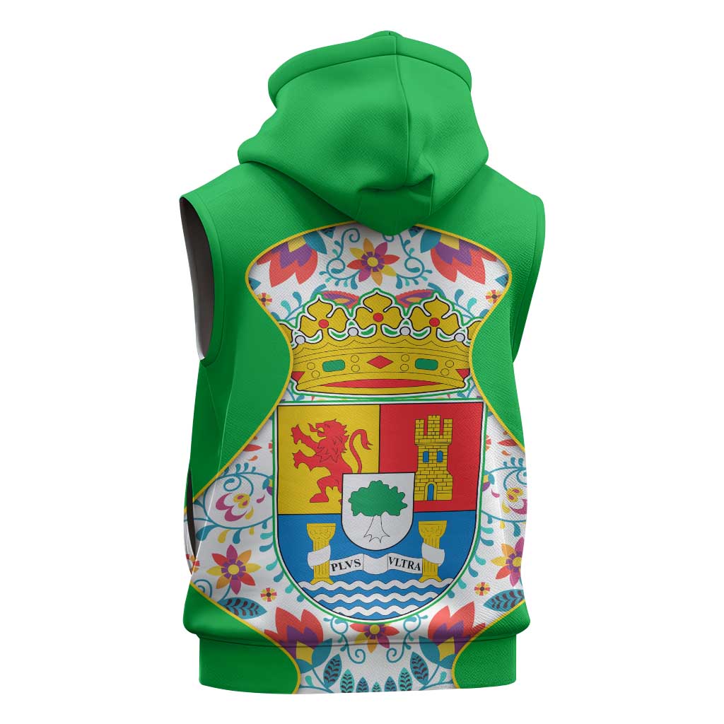 Extremadura Flag Sleeveless Zip Hoodie Autonomous Community of Spain - Wonder Print Shop