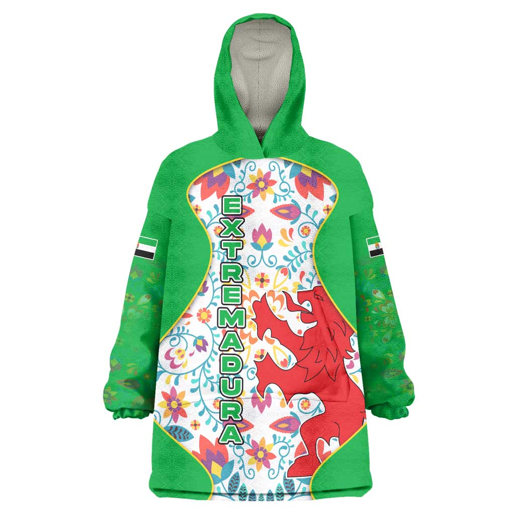 Extremadura Flag Wearable Blanket Hoodie Autonomous Community of Spain - Wonder Print Shop