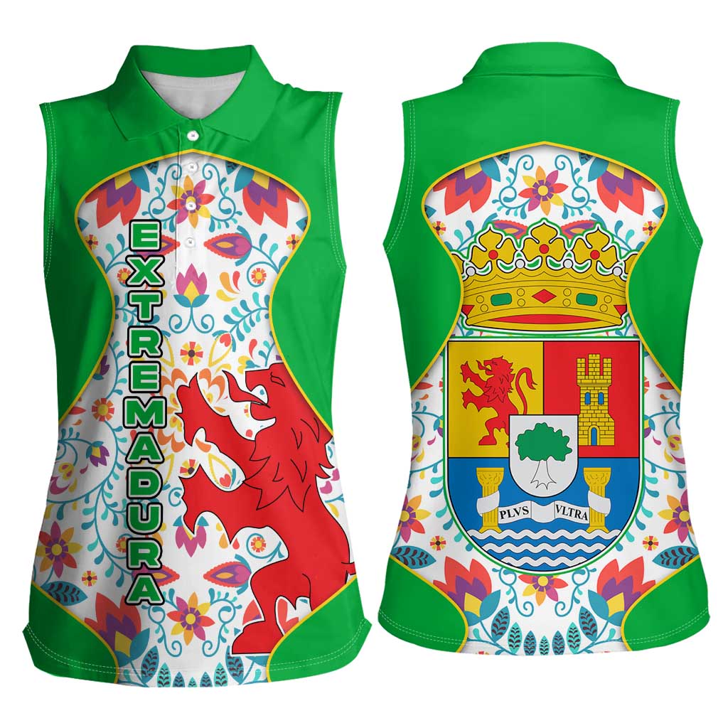 Extremadura Flag Women Sleeveless Polo Shirt Autonomous Community of Spain - Wonder Print Shop