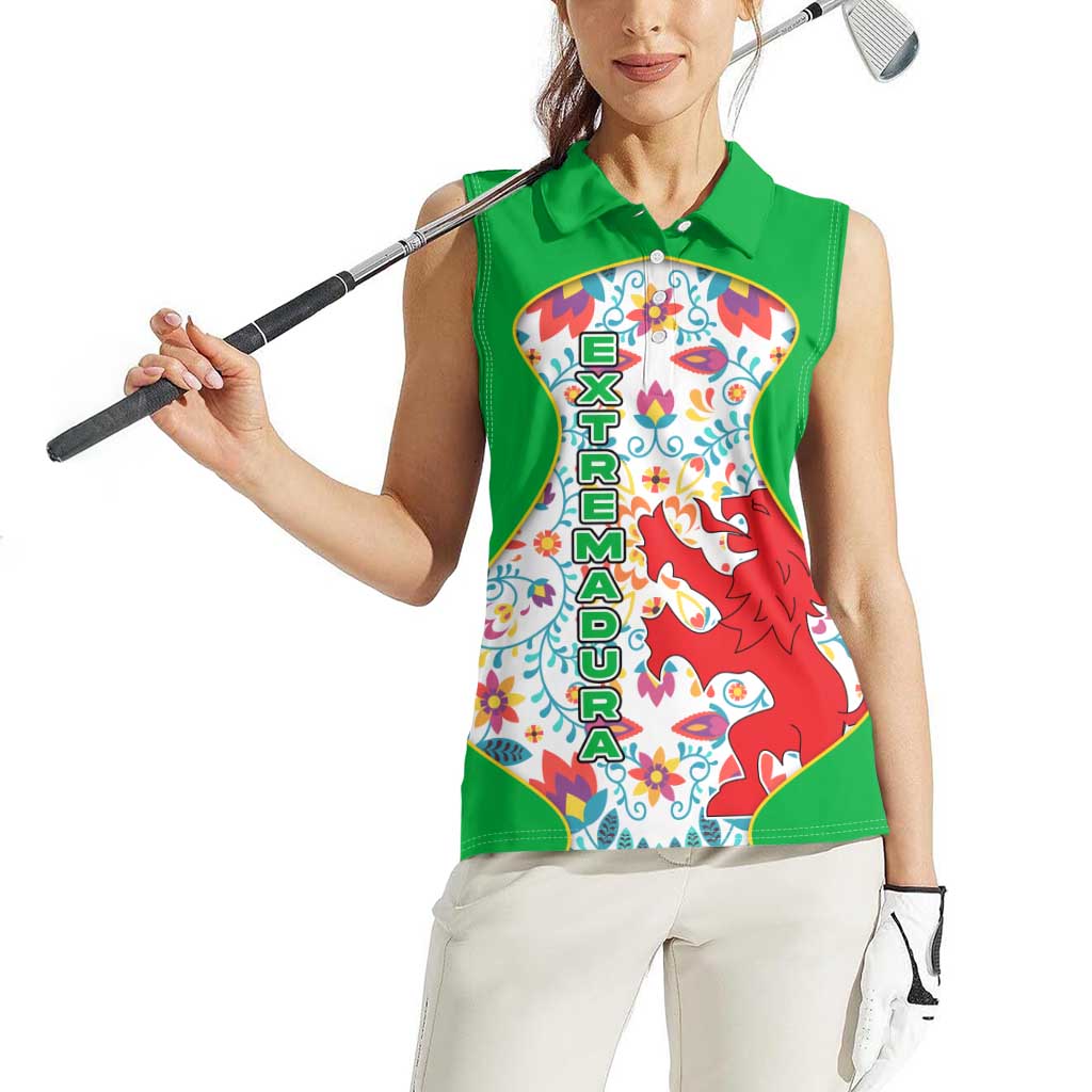 Extremadura Flag Women Sleeveless Polo Shirt Autonomous Community of Spain - Wonder Print Shop