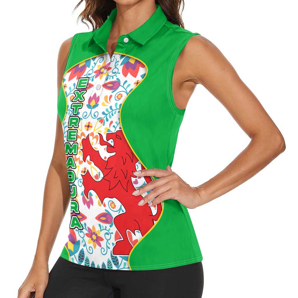 Extremadura Flag Women Sleeveless Polo Shirt Autonomous Community of Spain - Wonder Print Shop